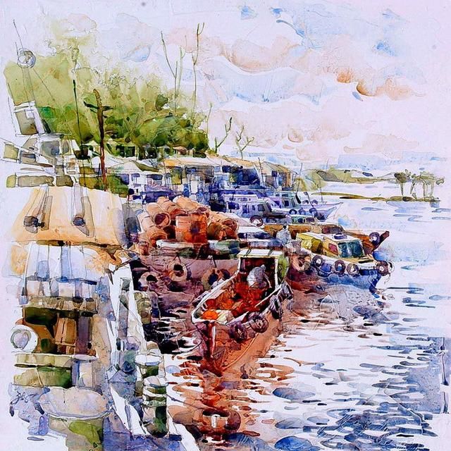 看了他的水彩风景画,让人流连忘返