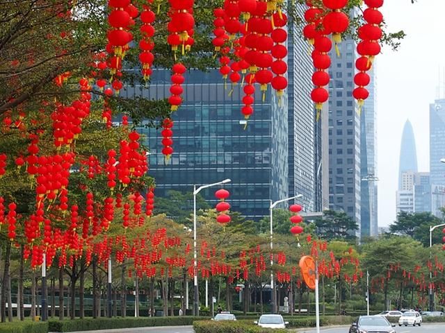 震撼！深圳迎宾大道挂满红灯笼，年味越来越浓