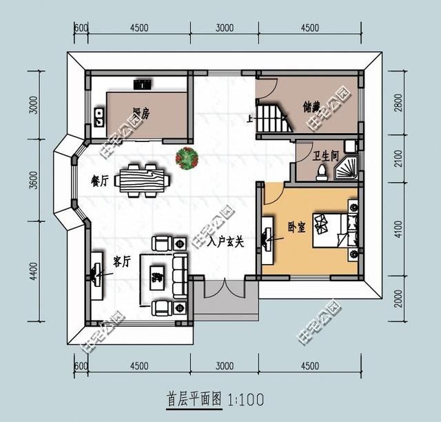 新农村别墅12米x11米,平面图布局超好,效果图难看这套