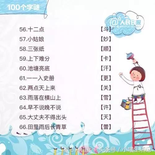 100个字谜，跟孩子一起来猜猜，快乐学习汉字！