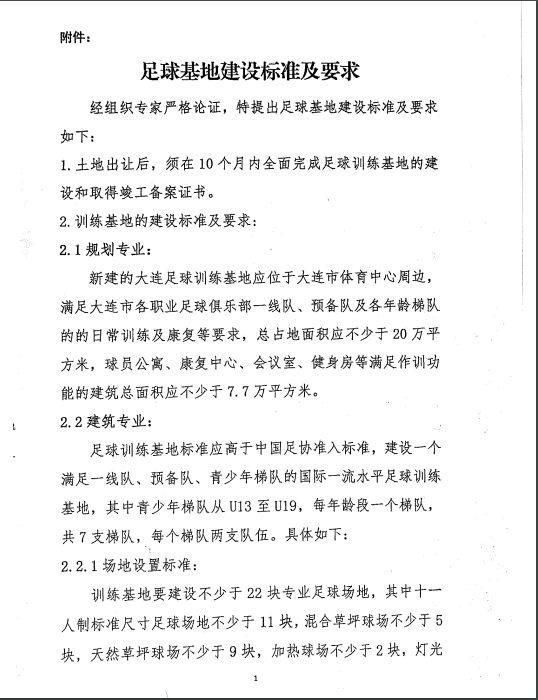 万达集团公告 大连万达足球训练基地项目将定