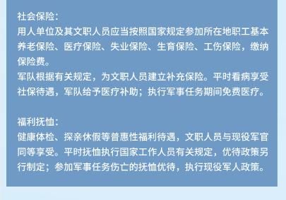 2019军队文职人员岗位划分、待遇福利解读