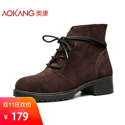 领券20元后159元-奥康女鞋 秋冬新款高帮欧美