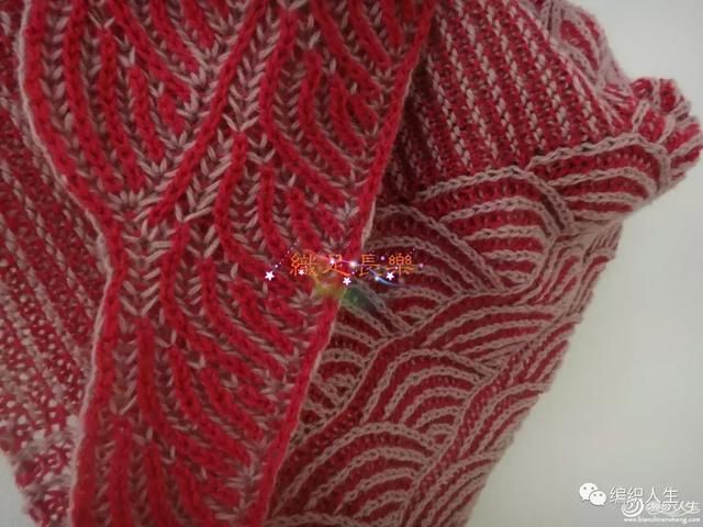 双色双面编织女士棒针披肩(附教程)