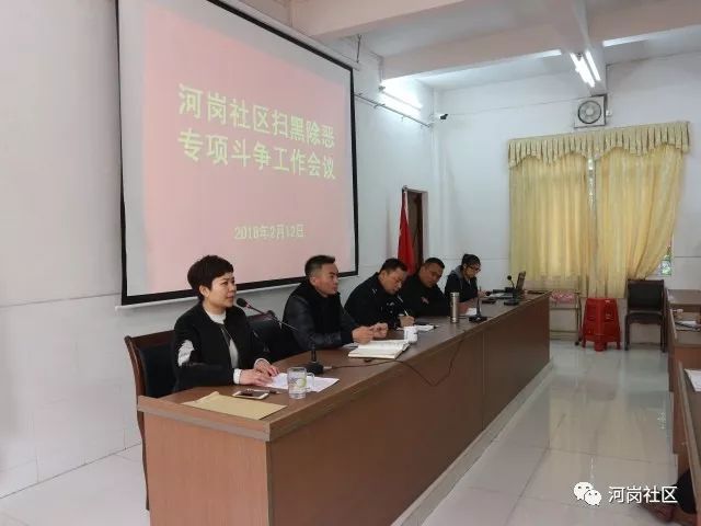 河岗社区开展扫黑除恶专项斗争工作会议