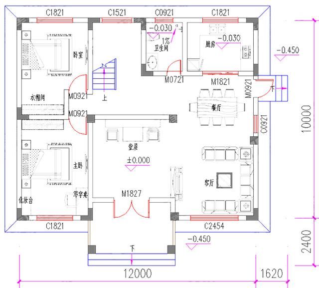 3厅7室35万1210带堂屋休闲娱乐区三层农村自建房设计图