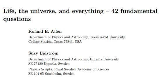关于生命、宇宙和一切的42个终极问题