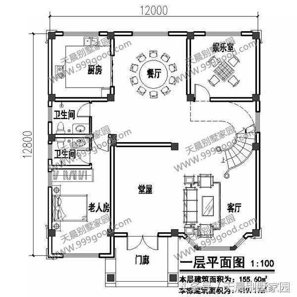 12X12.8米农村三层别墅，采光好，完胜商品房！