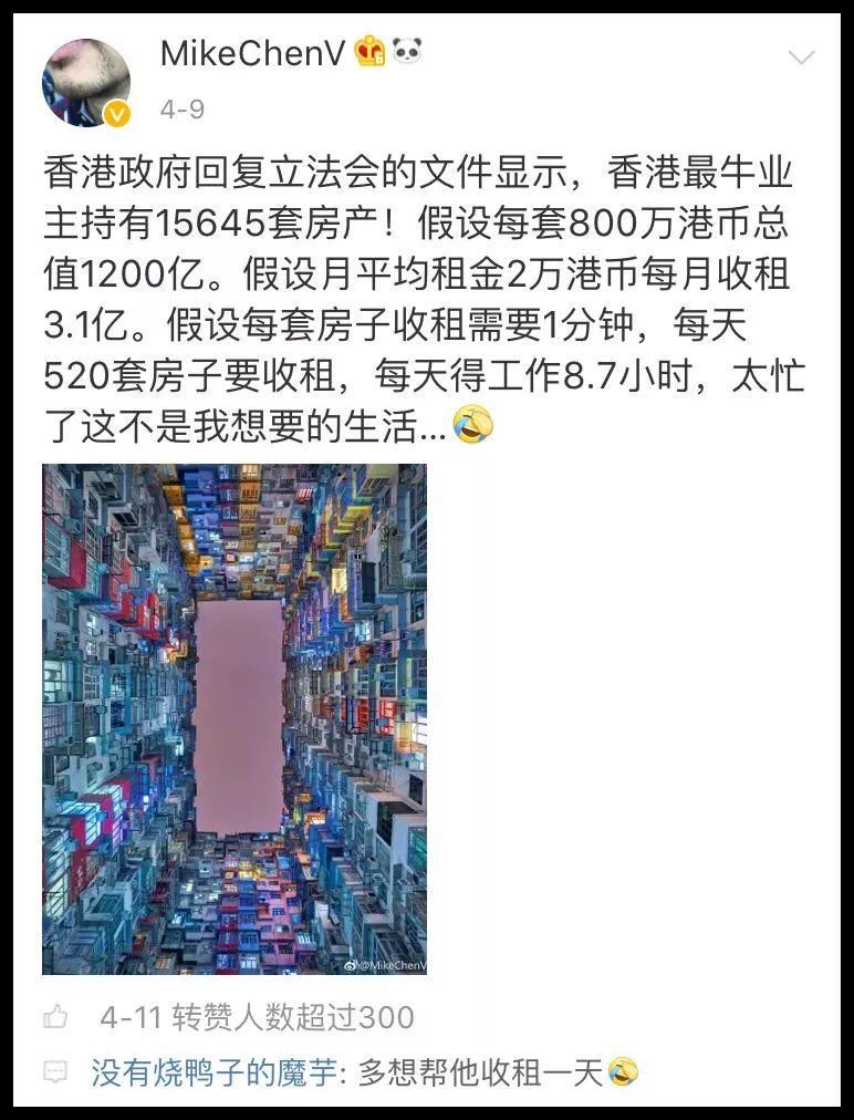 香港 | 香港最牛业主坐拥1.56万套房，超级房主竟然是他