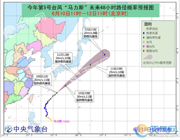 第5号台风马力斯又加速了:2018台风路径实时发布系统