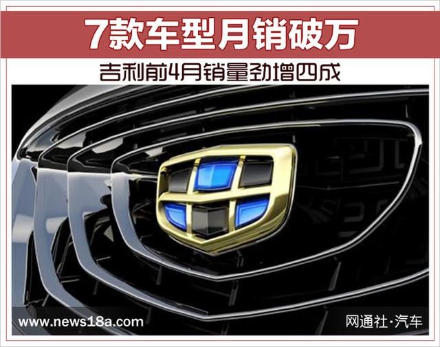 7款车型月销破万!吉利前4月销量劲增四成