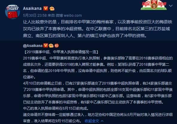 德转:2019中超首度执行准入执照制 梅县铁汉无