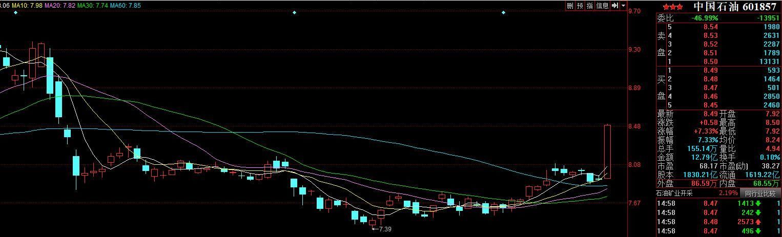 中石油大涨7%创股灾来最大涨幅，后市预示着什么？