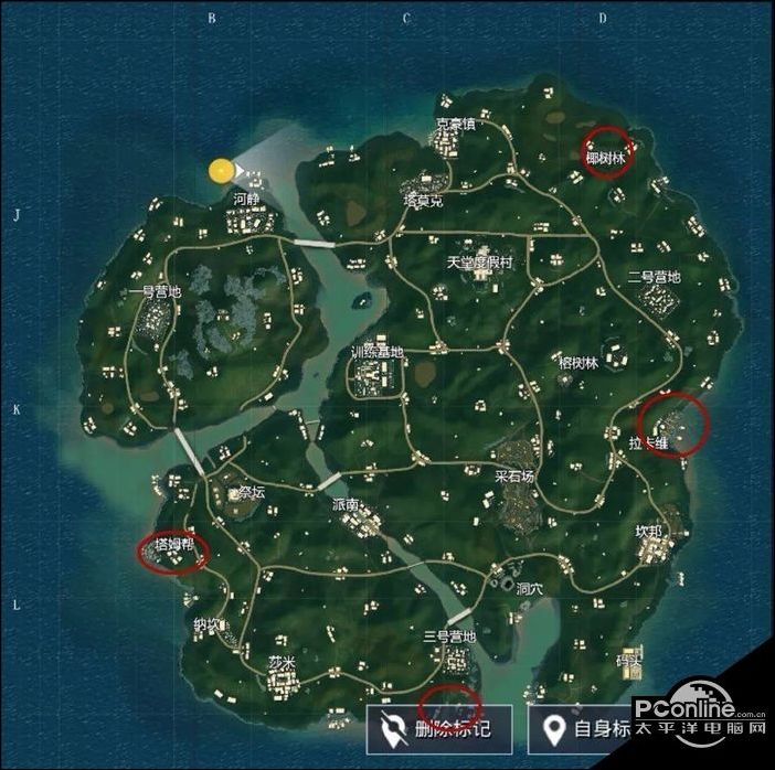 绝地求生刺激战场雨林地图哪里资源多 雨林地