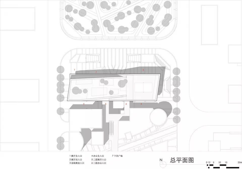 总平面图 1层平面图 2层平面图 屋顶平面图 北立面图 南立面图 城市肌理 周边环境 场所关系 宏观流线 室内流线 剖透视图
