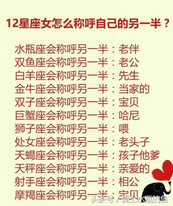 12星座怎么称呼另一半，脾气最好、唱歌最好听、爱情与面包排行