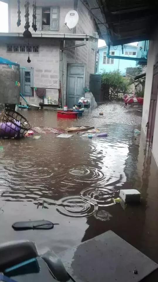 缅甸南兰、东枝、贵慨多地遭大暴雨袭击，受灾严重