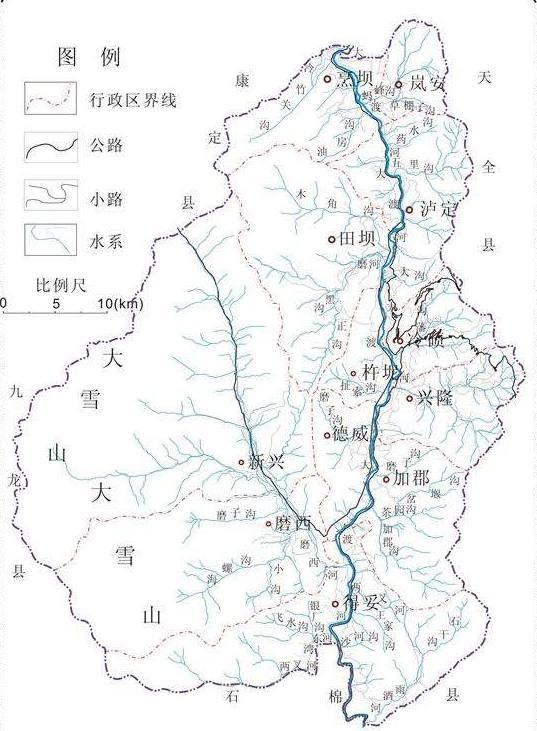 四川省泸定县，古称大渡，康熙把大渡河误为泸水而得名