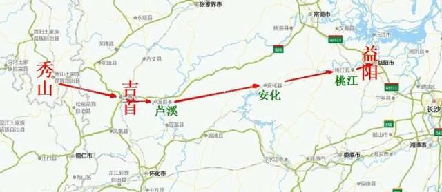 重庆到湖南规划的一条铁路,沿途经过6县市