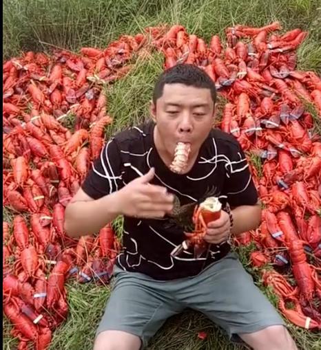小伙吃满地的大龙虾,密密麻麻,吃得不亦乐乎,网