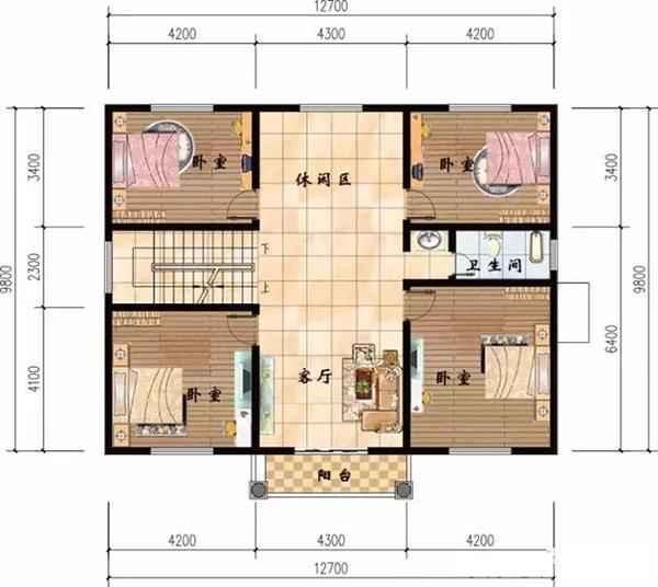 12.7x9.8M四层平屋顶别墅,实用大气造价还低,村里人都说我眼光好