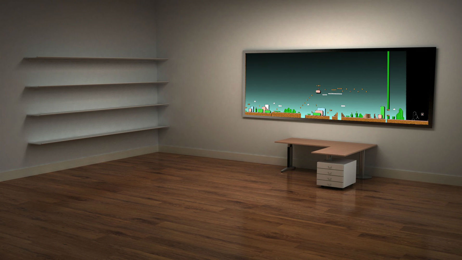 3D立体房间创意电脑桌面壁纸_电脑主题下载站