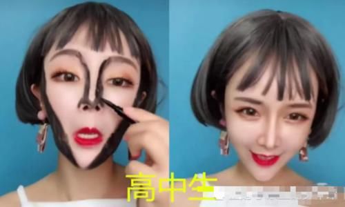 腮红v腮红?小学生涂鸦,初中生涂校花,年制两年制大学和高中初中三图片