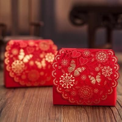 高档结婚喜糖礼盒,婚礼喜糖礼盒,红色中国风立
