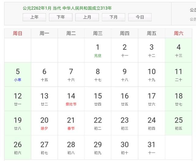 2262年有两个春节，会不会放两次假？让我们相聚2262年！