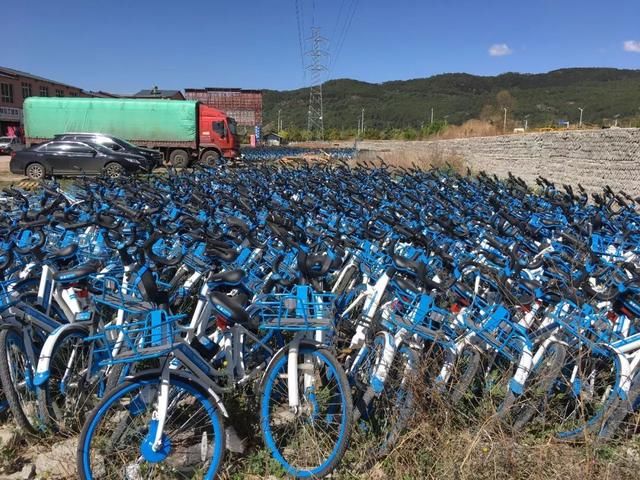 近10000辆全新共享单车停在城郊荒地成废车