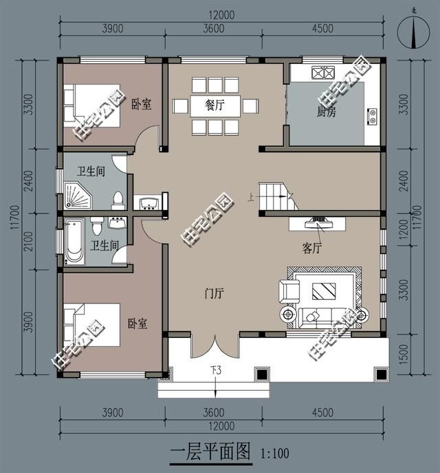 新农村别墅12米面宽2套，小伙和媳妇看蒙了，怎么搭配好？