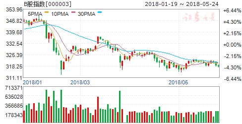 沪市B股指数报收317.95点 跌幅0.19%