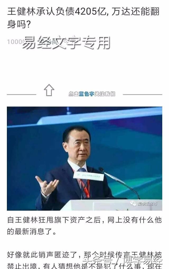 关于王健林欠债4205亿高额负债，及名字分析