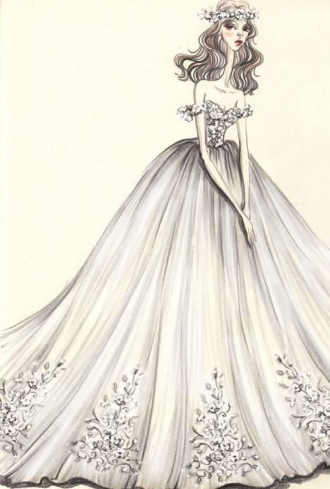 简单的婚纱裙铅笔画_简单素描婚纱铅笔画