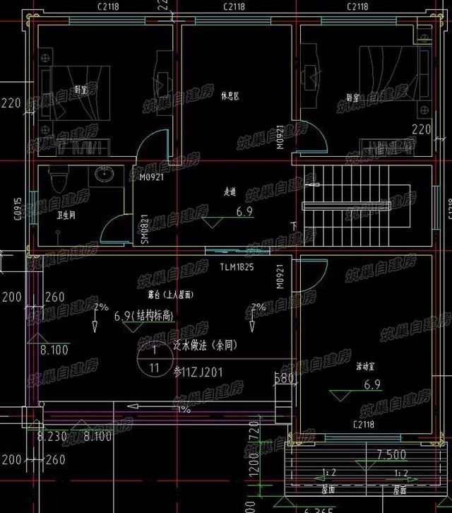 农村三层自建房设计图平面图,14.8x15.2米,卧室多! 宽600x600高 p1.