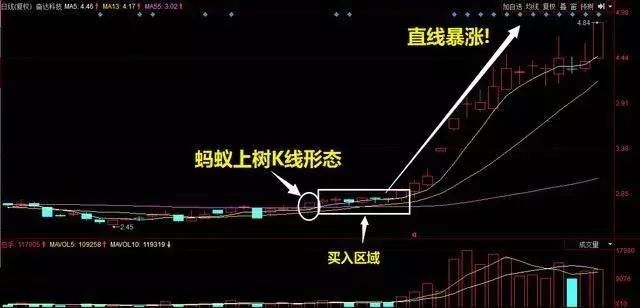 一旦出现“蚂蚁上树”形态,马上满仓介入,涨停板手到擒来!