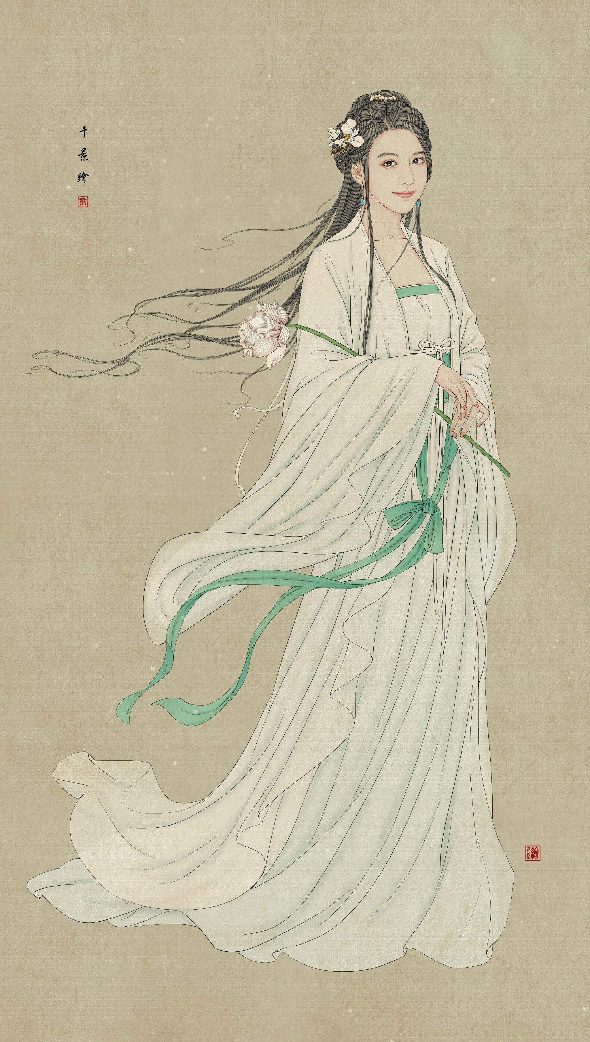 千景绘古风工笔人物作品