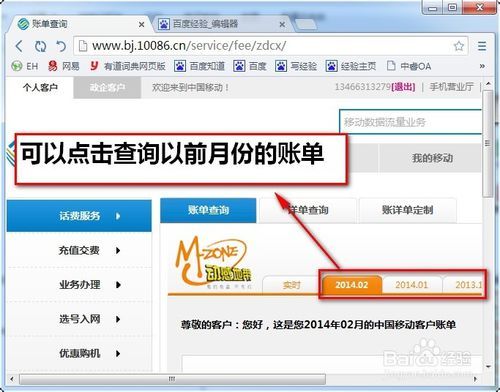 移动手机话费清单通话明细网上查询