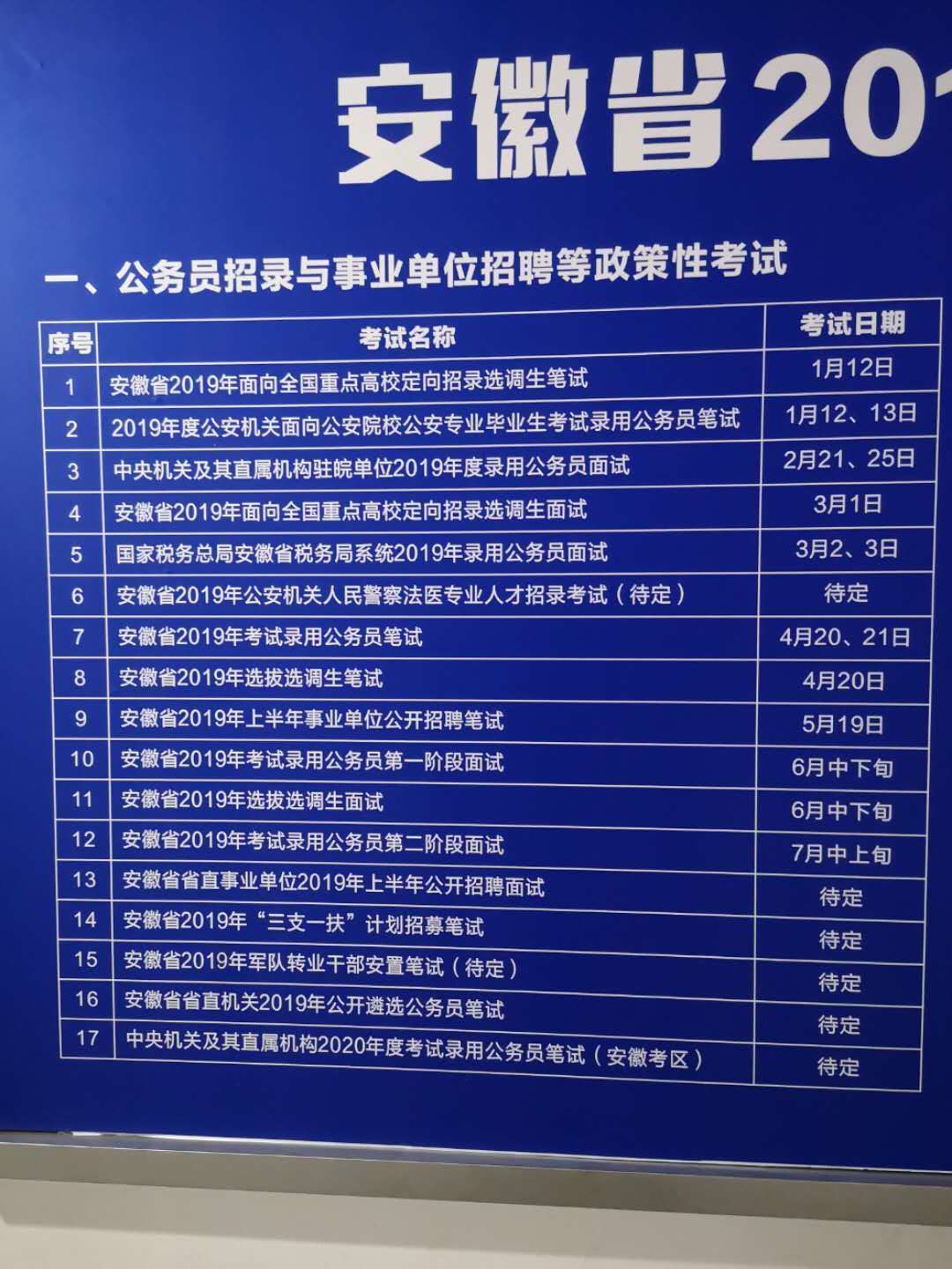 2019安徽公务员考试面试时间已定!6月中下旬