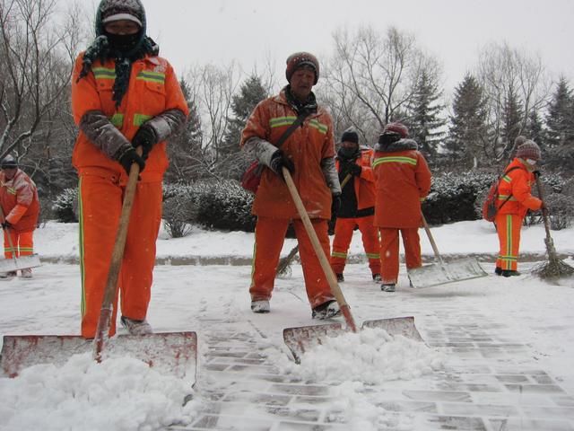 鸡西市迎来狗年首场大雪 环卫工人昼夜清雪保畅通