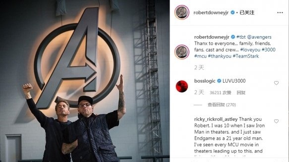 爱你三千遍!钢铁侠小罗伯特唐尼晒助理合影