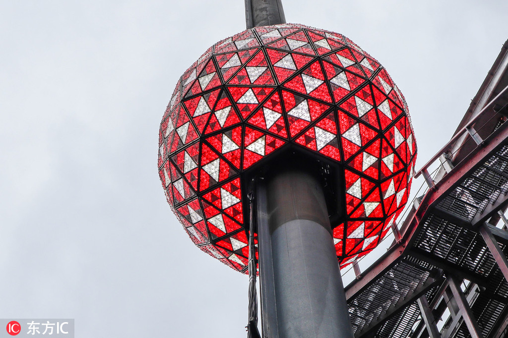跨年狂欢倒计时!纽约时代广场水晶球进行测试