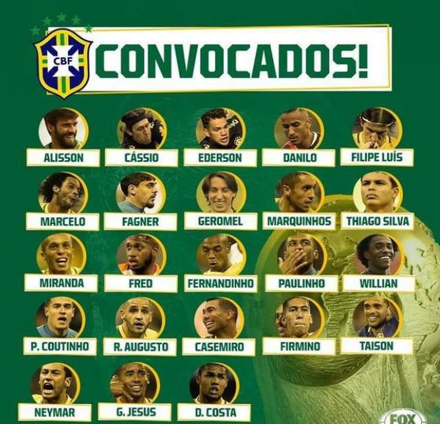 巴西世界杯23人名单,有俩人能够入选02首发,不