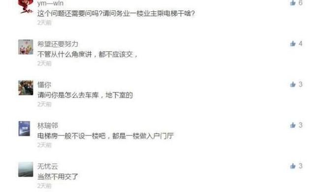 朋友刚搬进1楼新房！入住后物业就让交电梯费！合理么？