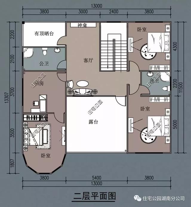 新农村自建2层方正小别墅，13X13米布局设计，经典大气！