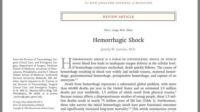 NEJM最新综述：失血性休克