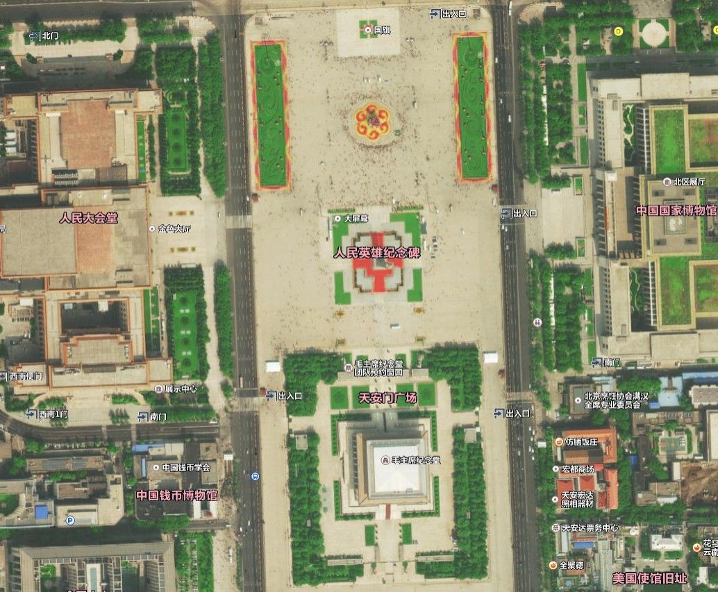 创意盘点,透过卫星地图看中国五大广场,心目中