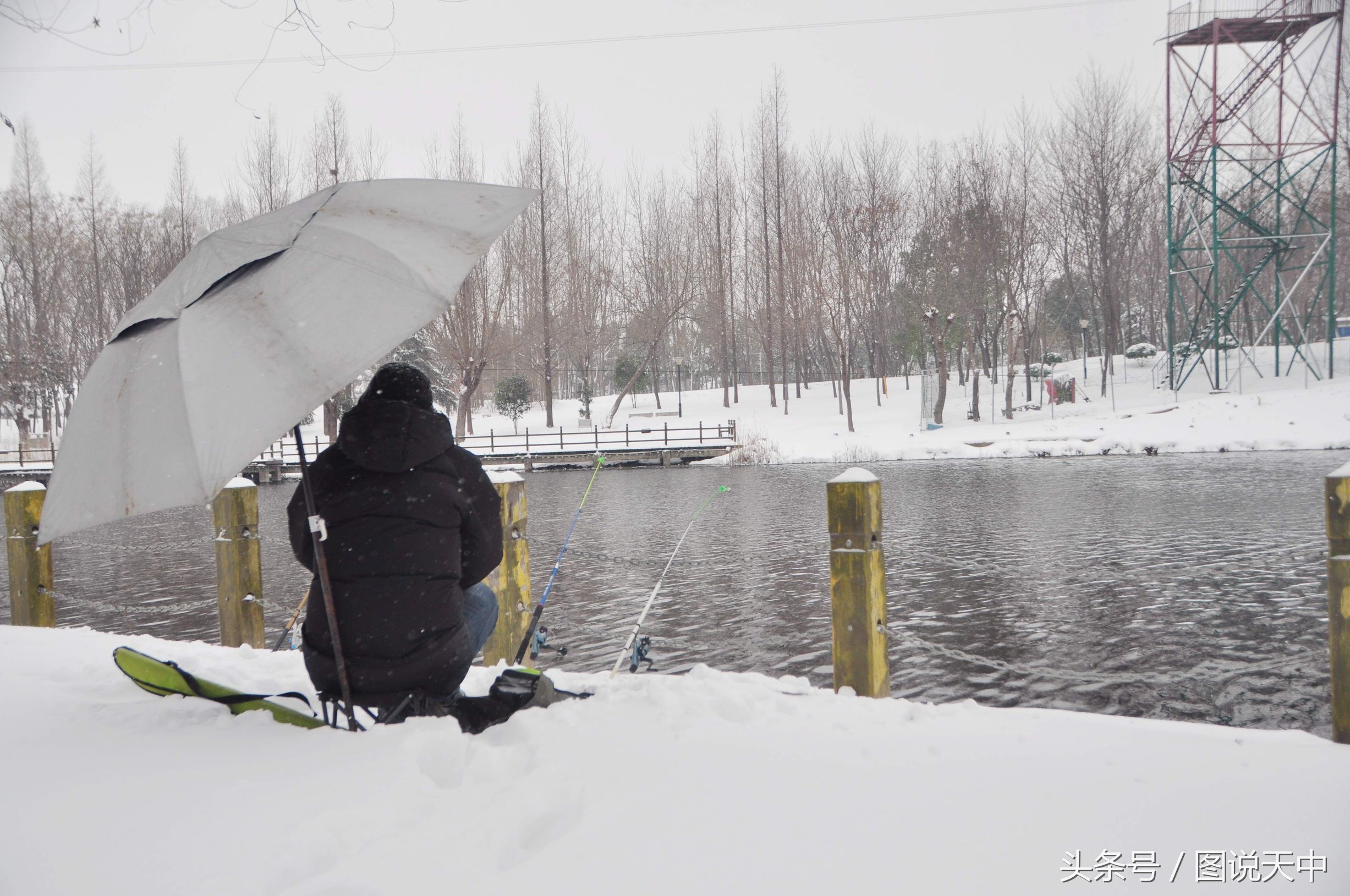 骨灰级渔友雪天公园里出钓 被人称作“神经病”风雪中坚守8个小时
