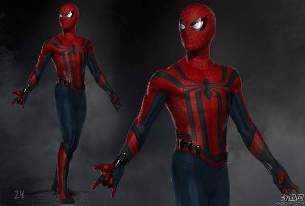 这套蜘蛛侠战衣胸前的蜘蛛长腿遍布了整件上衣,而内战里的小蜘蛛logo