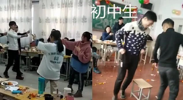 同样是元旦晚,初中生做游戏,高中生看到,蹦迪了来初中生春天画的图片